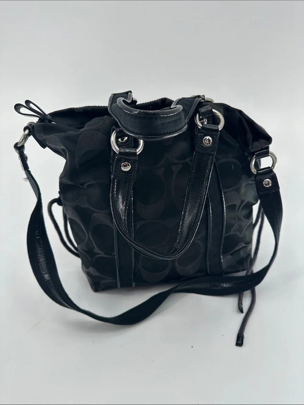 Coach Black Signature Nylon Shoulder Bag